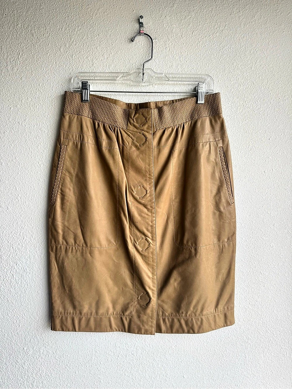 NWT VINTAGE Yves Saint Laurent Leather Pencil Skirt in Brown Size 42
